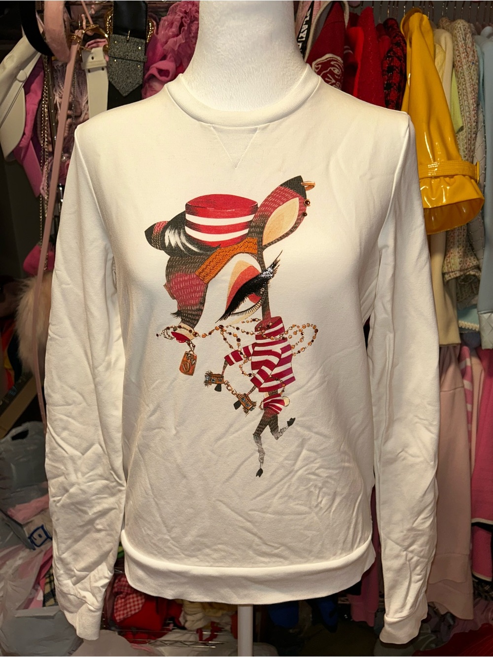 Dsquared2 White Graphic Sweatshirt with Red Accents